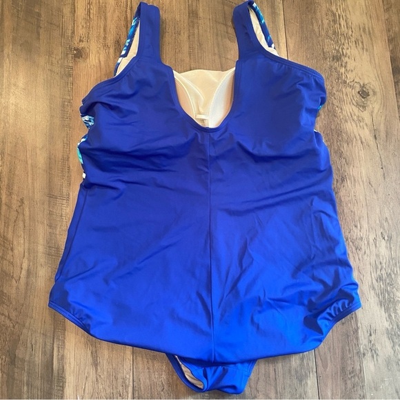 Swimsuits For All • Blue & Aqua One Piece Bathing Suit • Size 22 • EUC - Picture 6 of 8